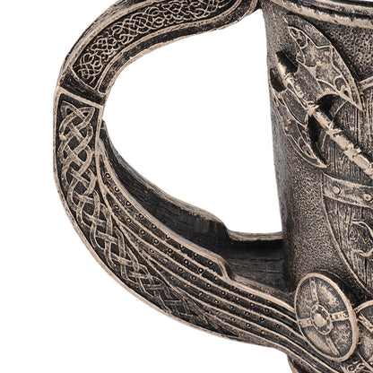 Caneca Viking de Aço Inoxidável – Esculpida em 3D com Guerreiro Nórdico