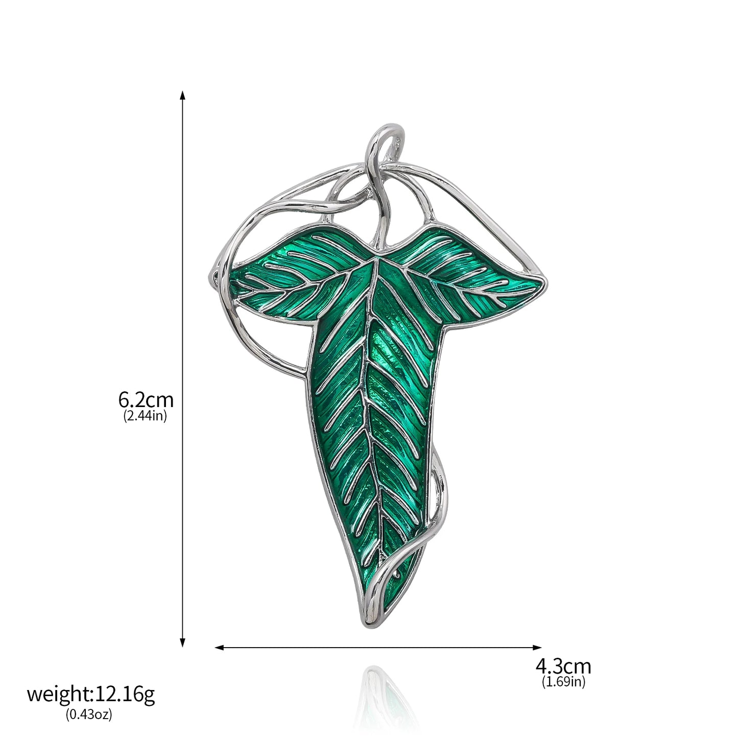 Broche Folhas Verdes de Lórien – O Senhor dos Anéis (Elfico, Colecionável em Metal)