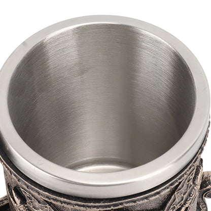 Caneca Viking de Aço Inoxidável – Esculpida em 3D com Guerreiro Nórdico