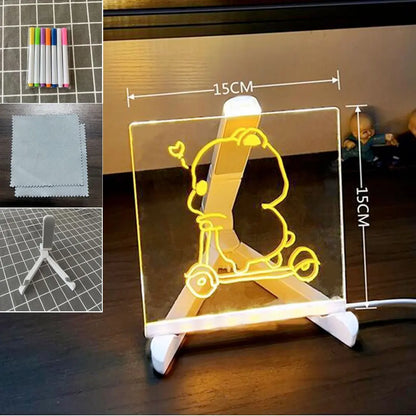 Quadro de Mensagens LED Transparente — Com 7 Canetas Luminosas