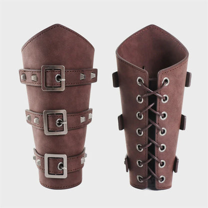 Conjunto Medieval Masculino – 5 Peças de Cinto, Braceletes e Bolsa em Couro Sintético
