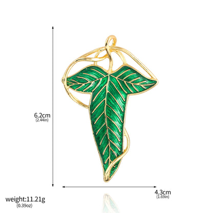 Broche Folhas Verdes de Lórien – O Senhor dos Anéis (Elfico, Colecionável em Metal)