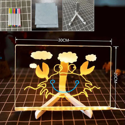 Quadro de Mensagens LED Transparente — Com 7 Canetas Luminosas