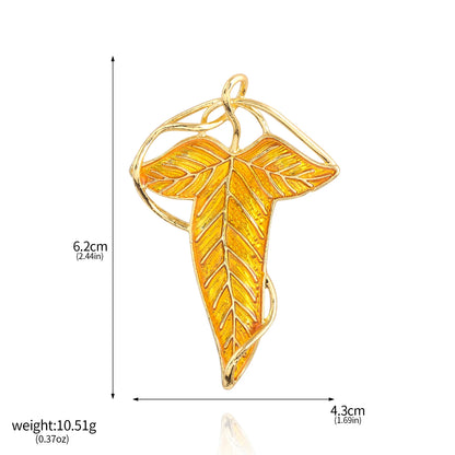 Broche Folhas Verdes de Lórien – O Senhor dos Anéis (Elfico, Colecionável em Metal)